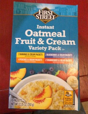 Instant oatmeal, fruit and cream variety pack