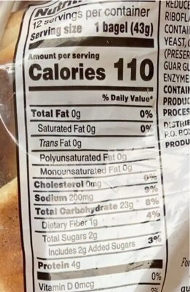 First street mini pre sliced plain nutrition facts table
