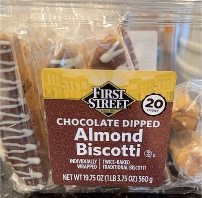 Chocolate Dipped Almond Biscotti front packaging