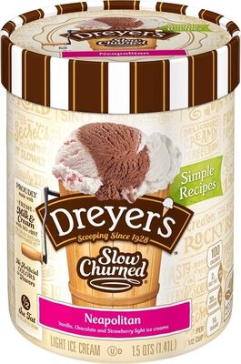 Slow churned neapolitan light ice cream