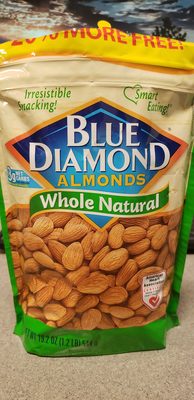 Whole natural almonds front packaging