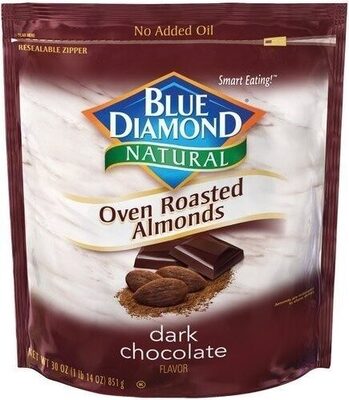 Blue diamond oven roasted almonds dark chocolate