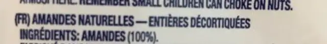Almonds ingredients label