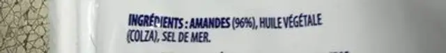Amandes grillées salées ingredients label