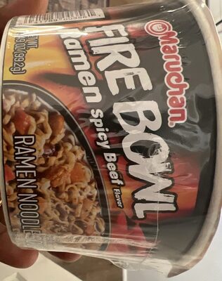 Spicy beef fire bowl ramen noodle soup