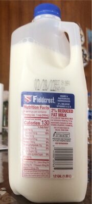 2% reduced fat milk front packaging
