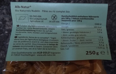 Bio Naturreis Nudeln