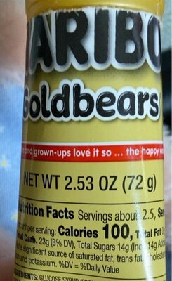 Haribo Goldbears nutrition facts table