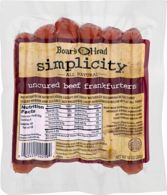 Simplicity all natural uncured beef frankfurters