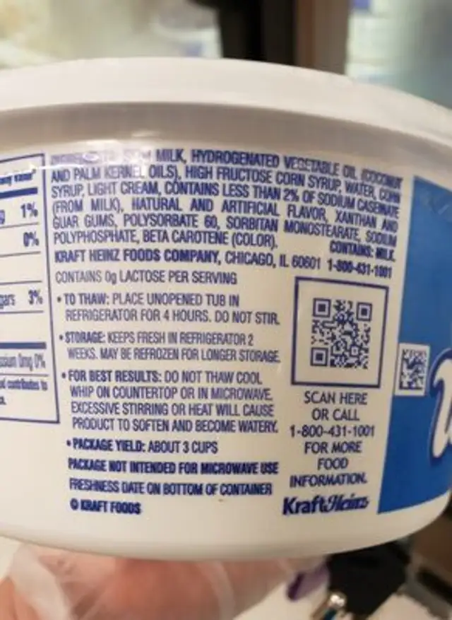 EXTRA CREAMY ingredients label