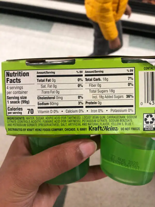 Strawberry kiwi ingredients label
