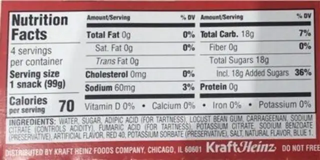 Strawberry kiwi nutrition facts table