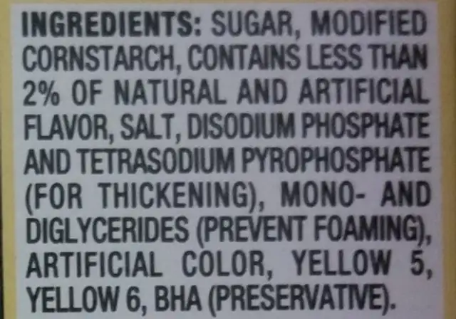 Vanilla Instant Pudding & Pie Filling ingredients label