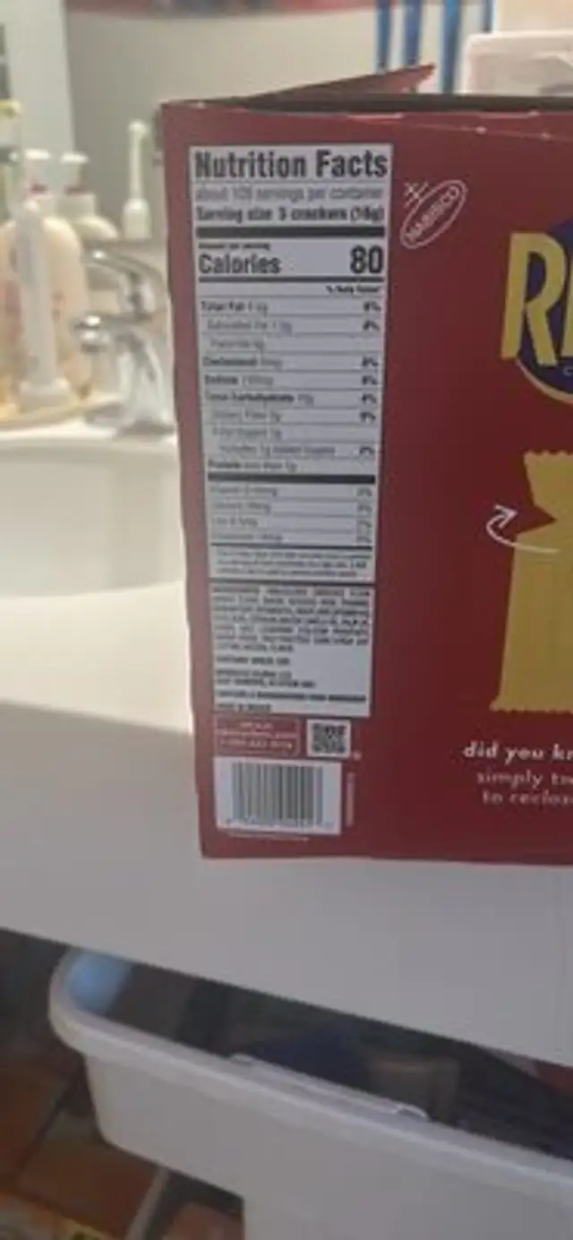 Crackers nutrition facts table