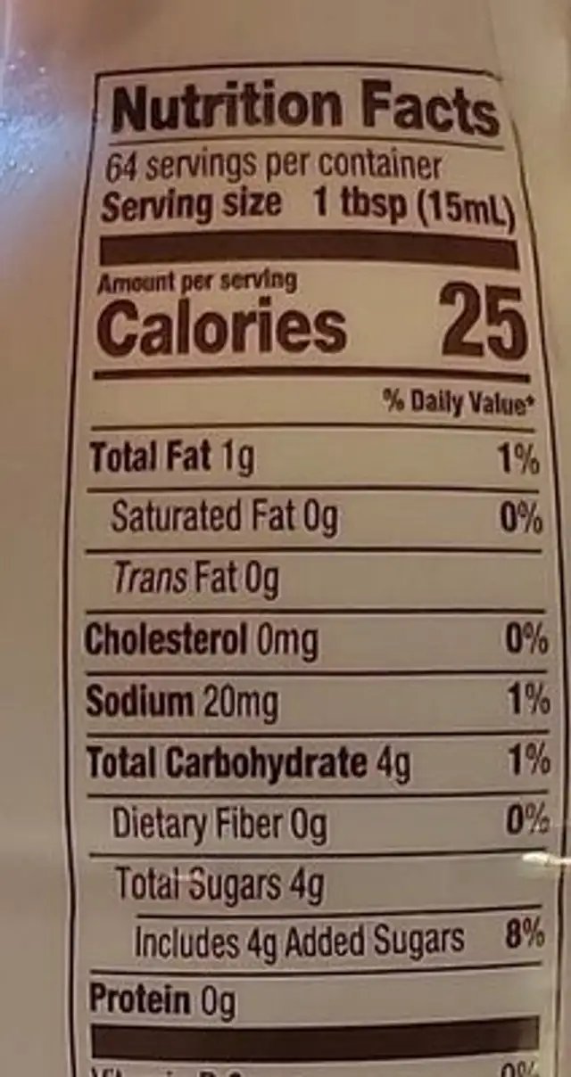 Oatmilk Creamer nutrition facts table