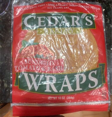 Sundried tomato & basil wraps front packaging