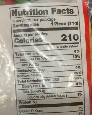 Sundried tomato & basil wraps nutrition facts table