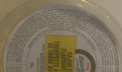 Cajun Crab Flavoured Dip ingredients label