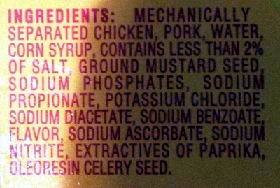 Bologna ingredients label
