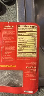 Original Bacon nutrition facts table