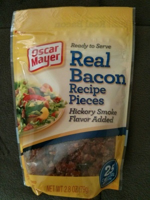 Real hickory smoke bacon recipe pieces front packaging