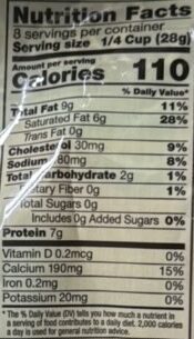 Sharp Cheddar Shredded Cheddar Cheese nutrition facts table