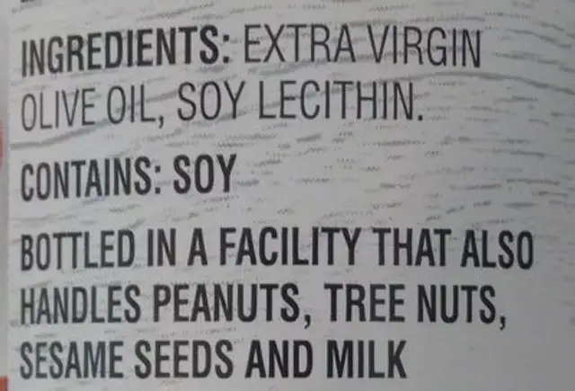 Raley's Extra Virgin Olive Oil Spray ingredients label