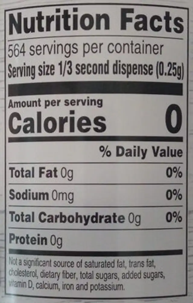 Raley's Extra Virgin Olive Oil Spray nutrition facts table