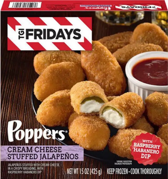 Cream cheese frozen stuffed jalapenos poppers front packaging