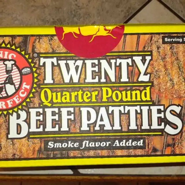 Quarter pound beef patties front packaging