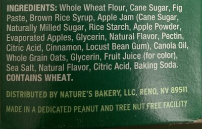 Fig Bar Apple Cinnamon ingredients label