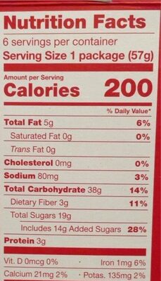 FIG BAR Strawberry nutrition facts table
