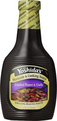 Cracked pepper garlic marinade cooking sauce bottles