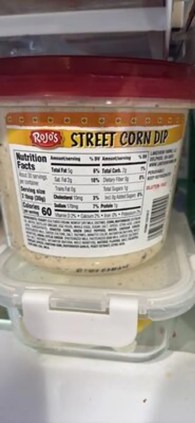 STREET CORN DIP nutrition facts table