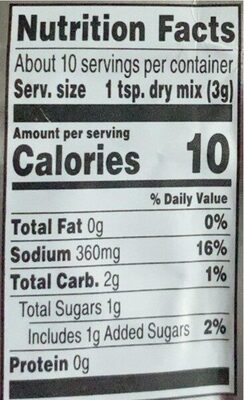 Just add juice garlic & herb marinade mix nutrition facts table
