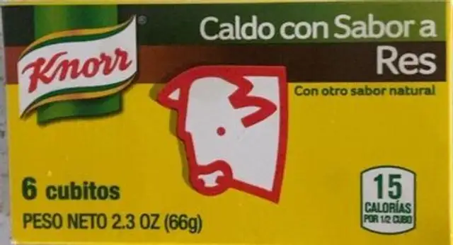 Caldo con sabor a res front packaging