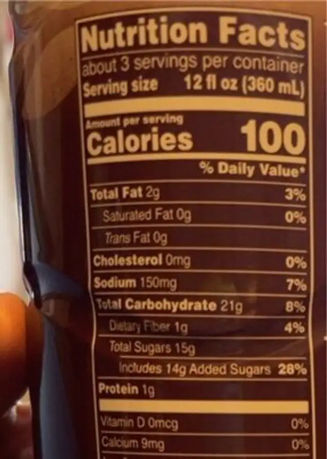 Starbucks cold brew dark chocolate nutrition facts table