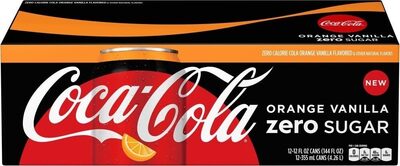 Zero sugar orange vanilla soda front packaging