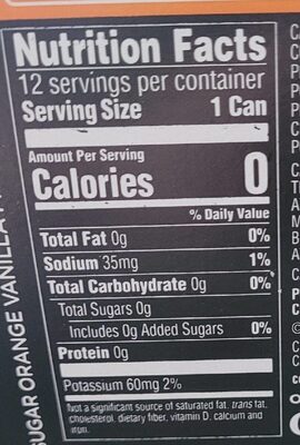 Zero sugar orange vanilla soda nutrition facts table