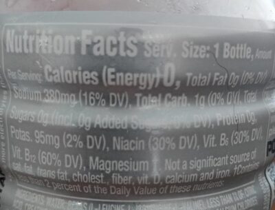 Powerade Ultra nutrition facts table