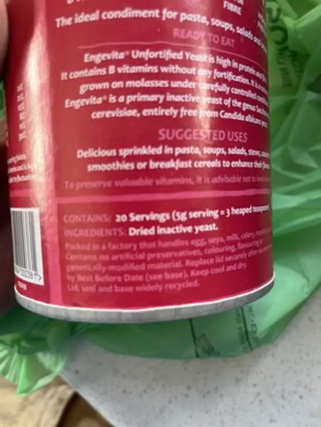 Nutritional Yeast Flakes ingredients label