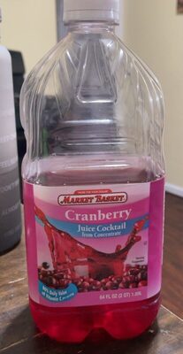 Cranberry juice cocktail from concentrate front packaging