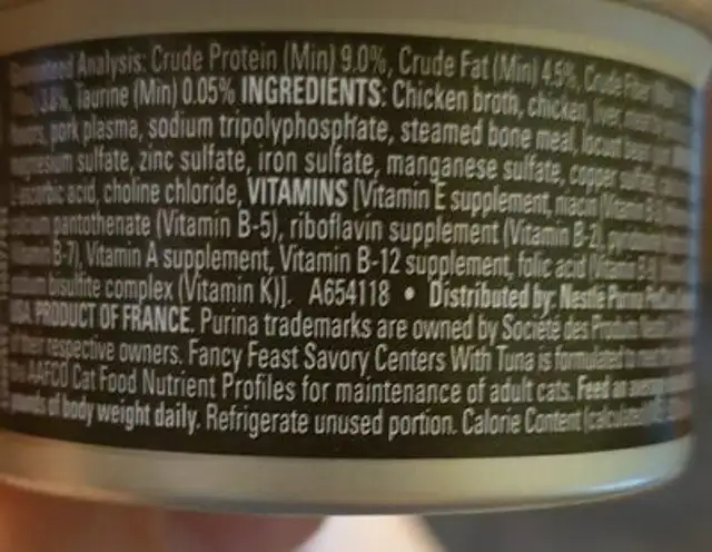 Unknown ingredients label