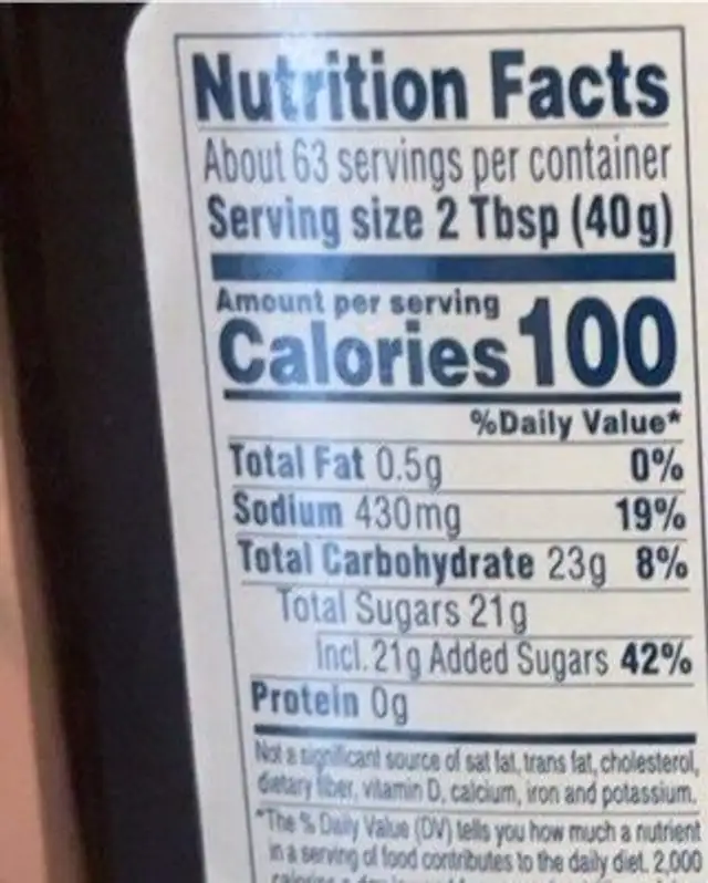 Sesame sauce nutrition facts table