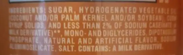 Caramel macchiato coffee creamer, caramel macchiato ingredients label