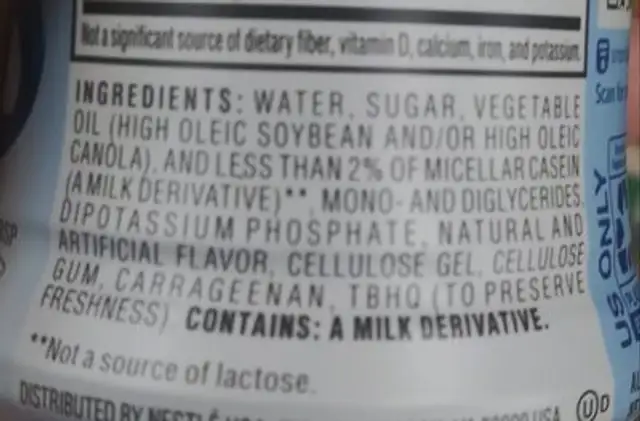 Coffeemate liquid creamer french vanilla ingredients label