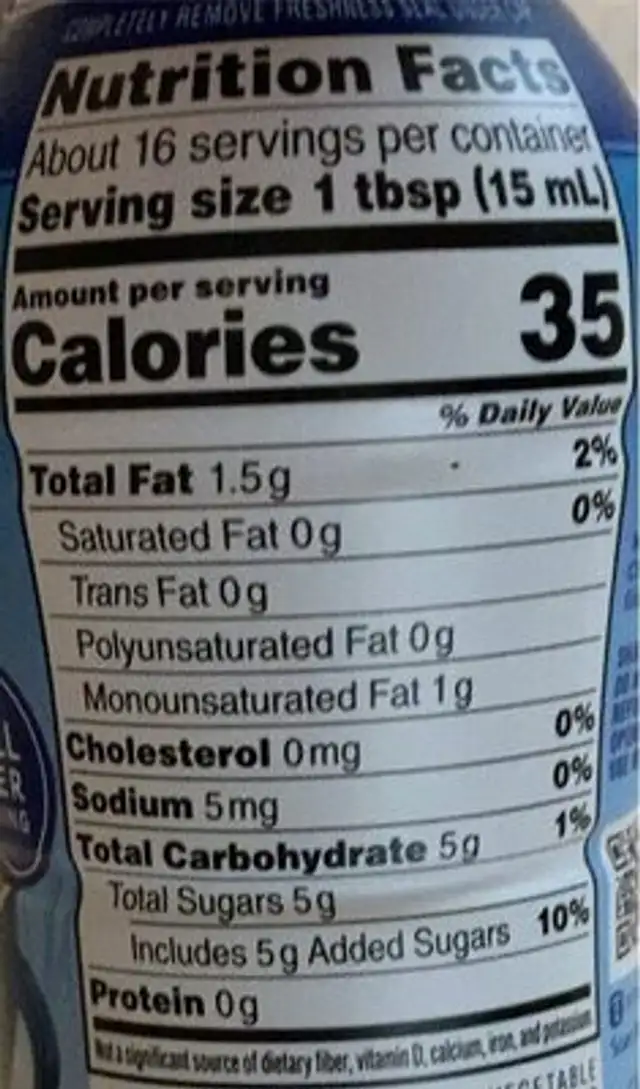 Coffeemate liquid creamer french vanilla nutrition facts table