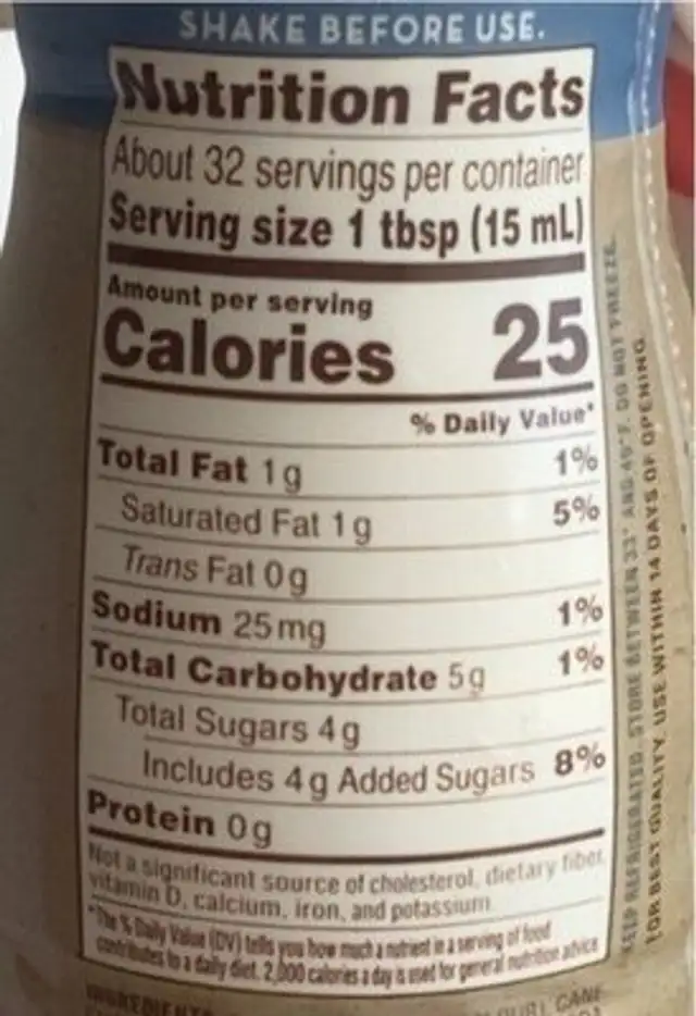 Natural bliss vanilla oatmilk creamer nutrition facts table