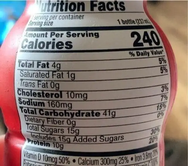 Krave Flavored Nutritional Drink nutrition facts table
