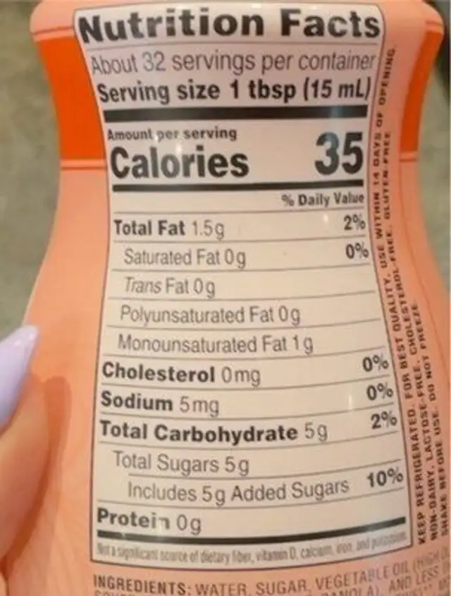 Glazed donut creamer nutrition facts table